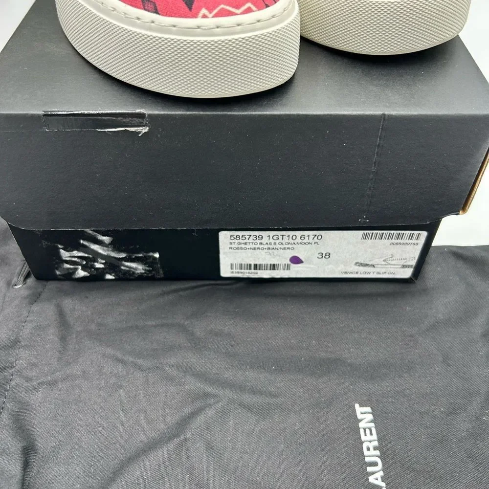 Women's Saint Laurent Venice, Radio print slip on sneakers size 38 made in Italy - Picture 6 of 11